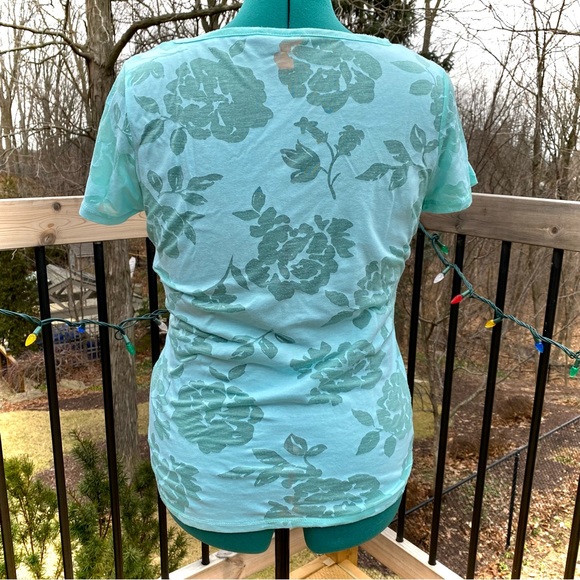 2for$20 Joe Fresh Turquoise Floral Summer T-shirt. Size Medium. - Picture 4 of 6
